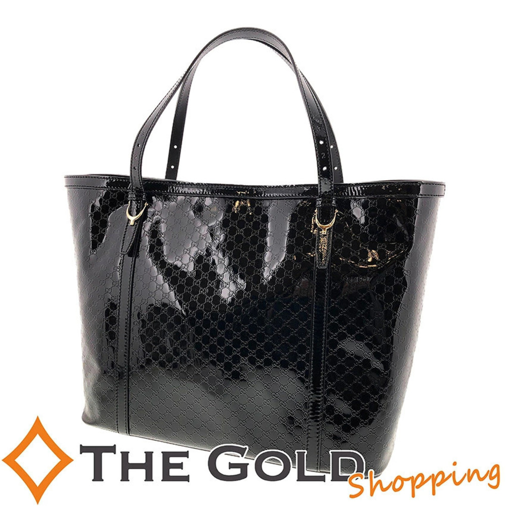 Gucci Microguccissima Tote Bag Glossy Business Leather Black